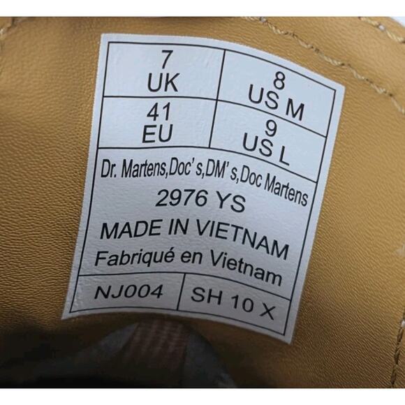 Doc Martens Boots 2976 YS White Leather Chelsea Yellow Stitch Mens 8 Womens 9